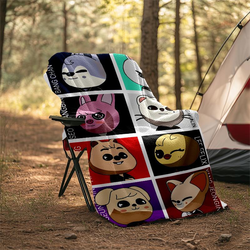1pc Kpop Team1 Theme Blanket - Digital Print, Polyester, Cozy for All Seasons, Perfect for Outdoor, Camping, and Travel