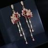 Корейская версия новые цветные циркониевые серьги темперамент ужин национальный стиль невесты ювелирные изделия длинные кисточки бабочка леди серьги