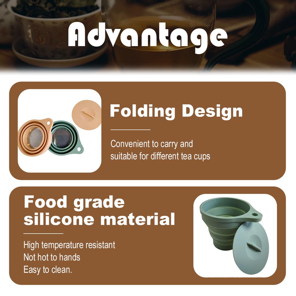 Складная силиконовая заварочная воронка Leeseph, многоразовый держатель фильтра для кофе и чая, складное ситечко для заваривания чая для путешествий, кемпинга