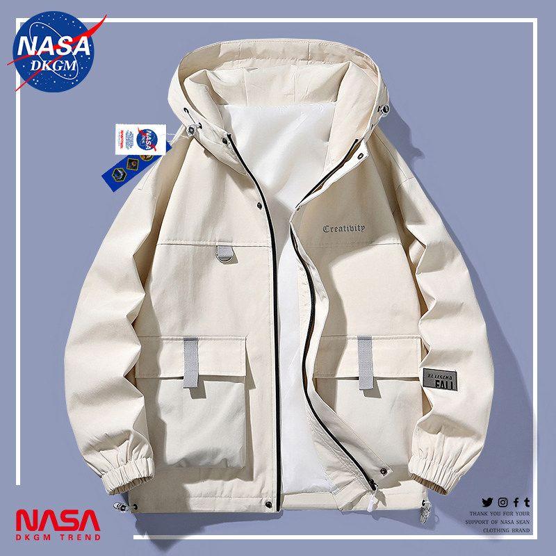 Nasa Fleece Jacket for Men, Spring, Autumn and Winter Hooded Jacket, Outdoor Windproof Thickened Lamb Fleece Mountaineering Jacket, Trendy Brand