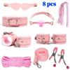 VaHppy SM BDSM Bondage Exquisite Sets 4colors Plush Leather Erotica Sex Toys for Couples Handcuffs Flirting