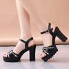Fashion Super-high Heel Rhinestones Wedge With Platform Waterproof Ladies Shoes Summer 2025 Offers Original Comfortable Women's Sandals