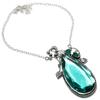 Аква Апатит, Оникс Драгоценный камень 925 Стерлинговое серебро Подарок Ювелирное изделие Ожерелье 18"
