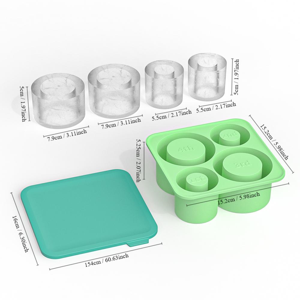 Ice Cube Mold for Stanley Cup Tumbler 20oz 30oz 40oz,Silicone Cylinder Ice Cube Tray with Lid,Ice Mold Keep Drinks Chilled 6
