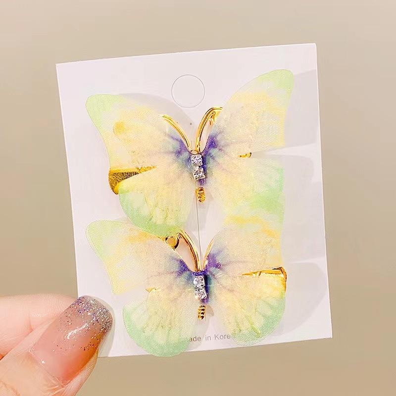 Заколка для волос ручной работы в виде бабочки с трехмерным градиентом для девочек, заколка в античном стиле, боковой зажим с ломаной челкой