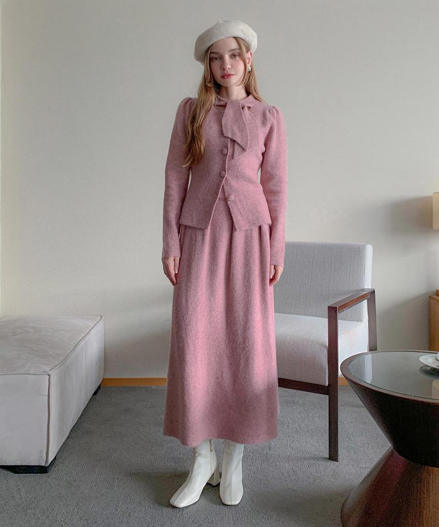 Baseukala [Set] Aden Wool Blouse+Long Skirt Set-Up (4Colors)
