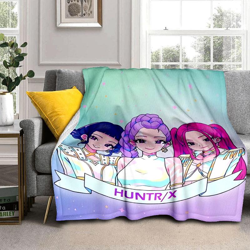 1pc HUNTR/X ArtworkCartoon Blanket,Portable Throw for Travel , All-Season Cozy Blanket,Ideal Gift for Christmas, BirthdaysPB072