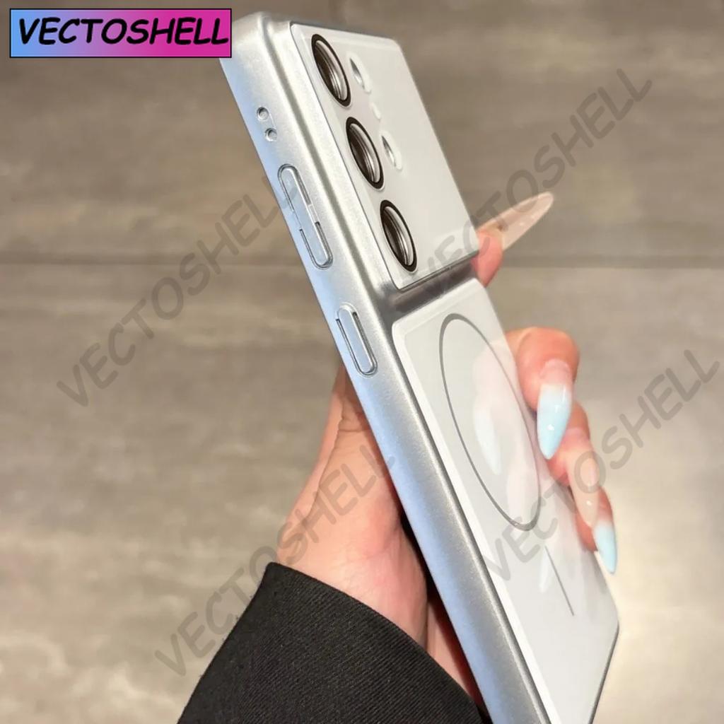 Роскошный чехол для беспроводной зарядки Magsafe для Samsung Galaxy S26 S25 S24 FE S23 Ultra Plus Защита объектива камеры Ударопрочный чехол