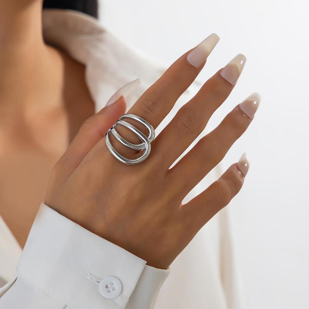 Мода Высокое чувство простоты кольцо легкое роскошное глянцевое геометрическое неправильное кольцо Ins Wind Personality Wind Tide Commuter женские украшения