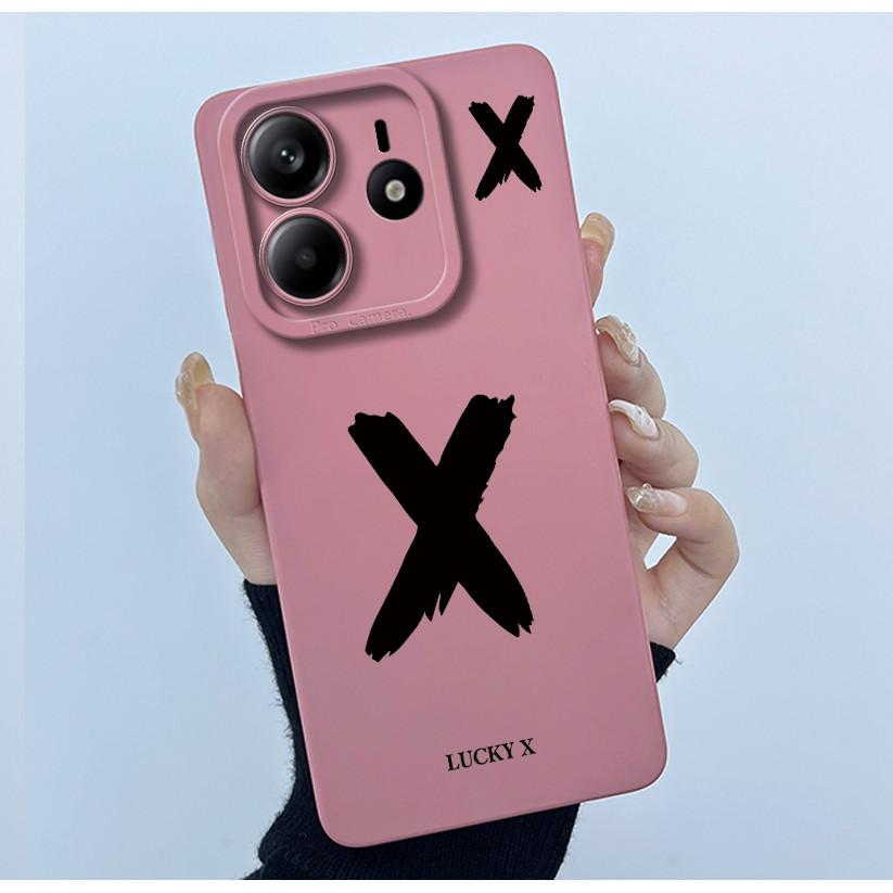 For Xiaomi Redmi Note 14 5G Cover Case Lucky Initial Letter Couple Silicone Soft Matte Phone Bumper for Redmi Note14 5G Casing