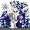124pcs Ink Blue Balloons Garland Arch Kit With Moon Star Ballon For Space Themed Birthday Party Decoration Baby Shower Supplies