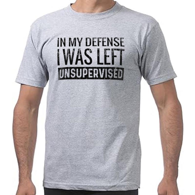 Retro In My Defense I Was Left Unsupervised T Shirt Funny Saying Y2k Graphic Streetwears Summer 100 Cotton Unisex Tshirts