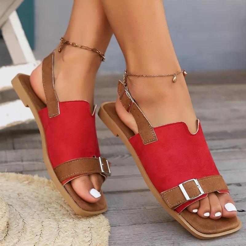 Роскошные летние тапочки, женская обувь, низкий каблук, массажная стелька, удобные женские сандалии, открытый носок, уличные тапочки, пляжная обувь