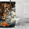 Японская шторка для душа, стиль украшения ванной комнаты, 1 шт., тигр, включая шторку для душа и 12 пластиковых крючков, украшение для ванной