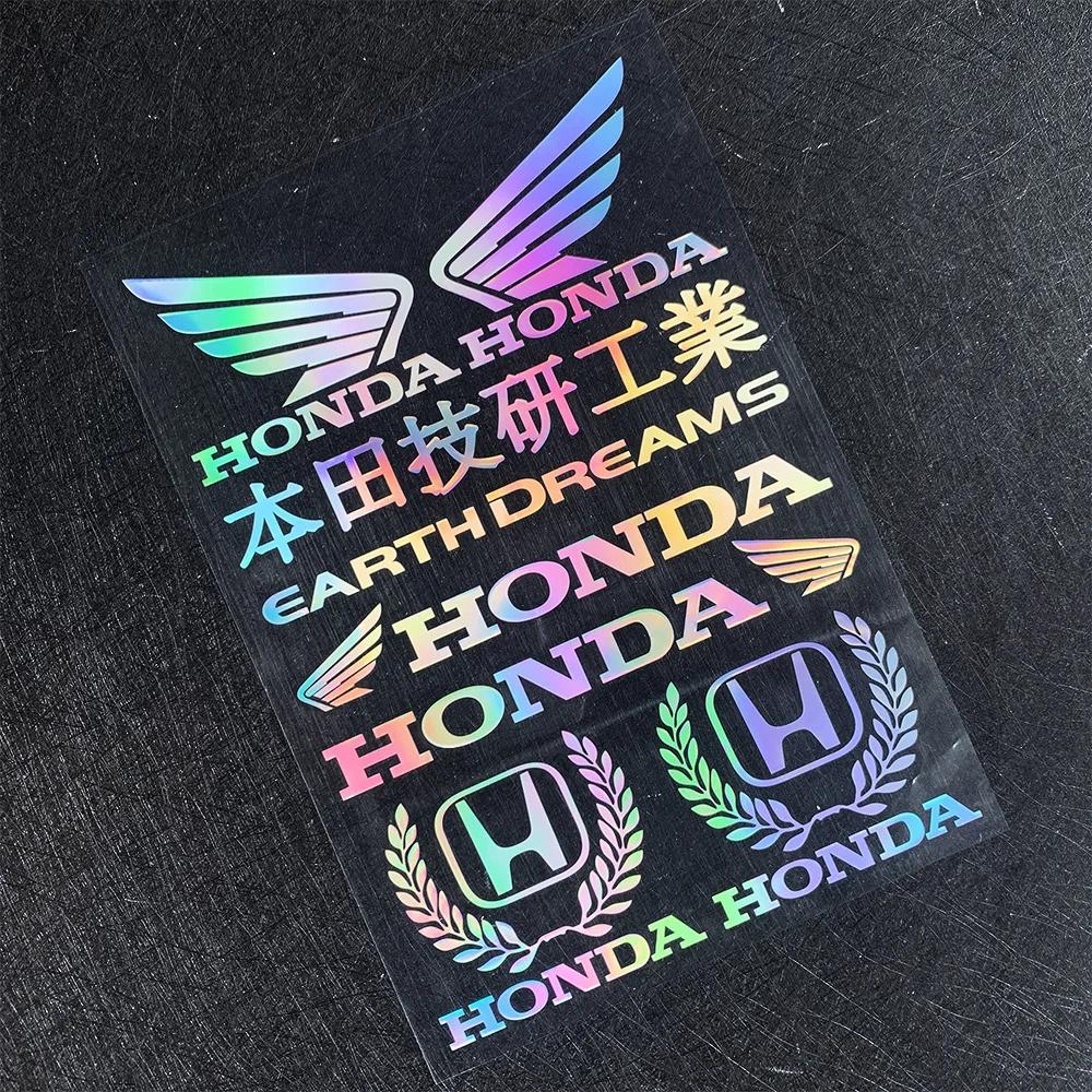 AYE1 Hot Sale Motorcycle Stickers Carved Hollow Letter Honda Logo Reflective Racing Helmet Decals Tail Box Shock Absorber Decoration