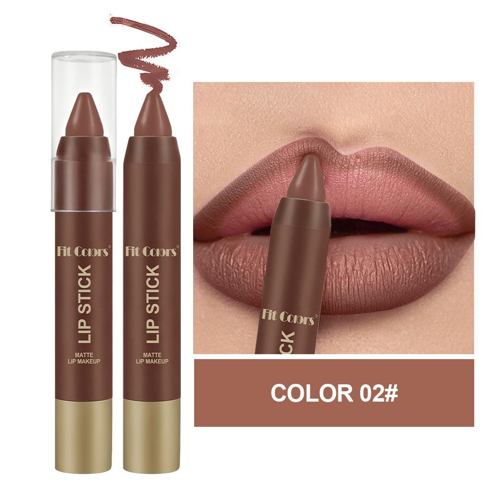 Matte Chocolate Brown Lipstick Crayon Non-stick Cup Lip Liner Pencil Soft Mist Waterproof Creamy Pigmented Lip Outline Contour