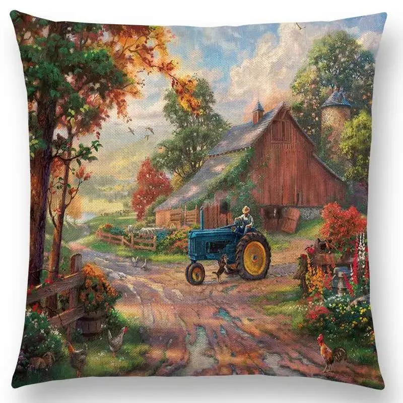 Домашний декор деревенская картина маслом чехол для подушки красивый пейзаж замок маяк диван подушка спальня
