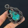 Blue Azurite Gemstone Copper Wire Wrap Handmade Pendant Jewelry Gift For Love