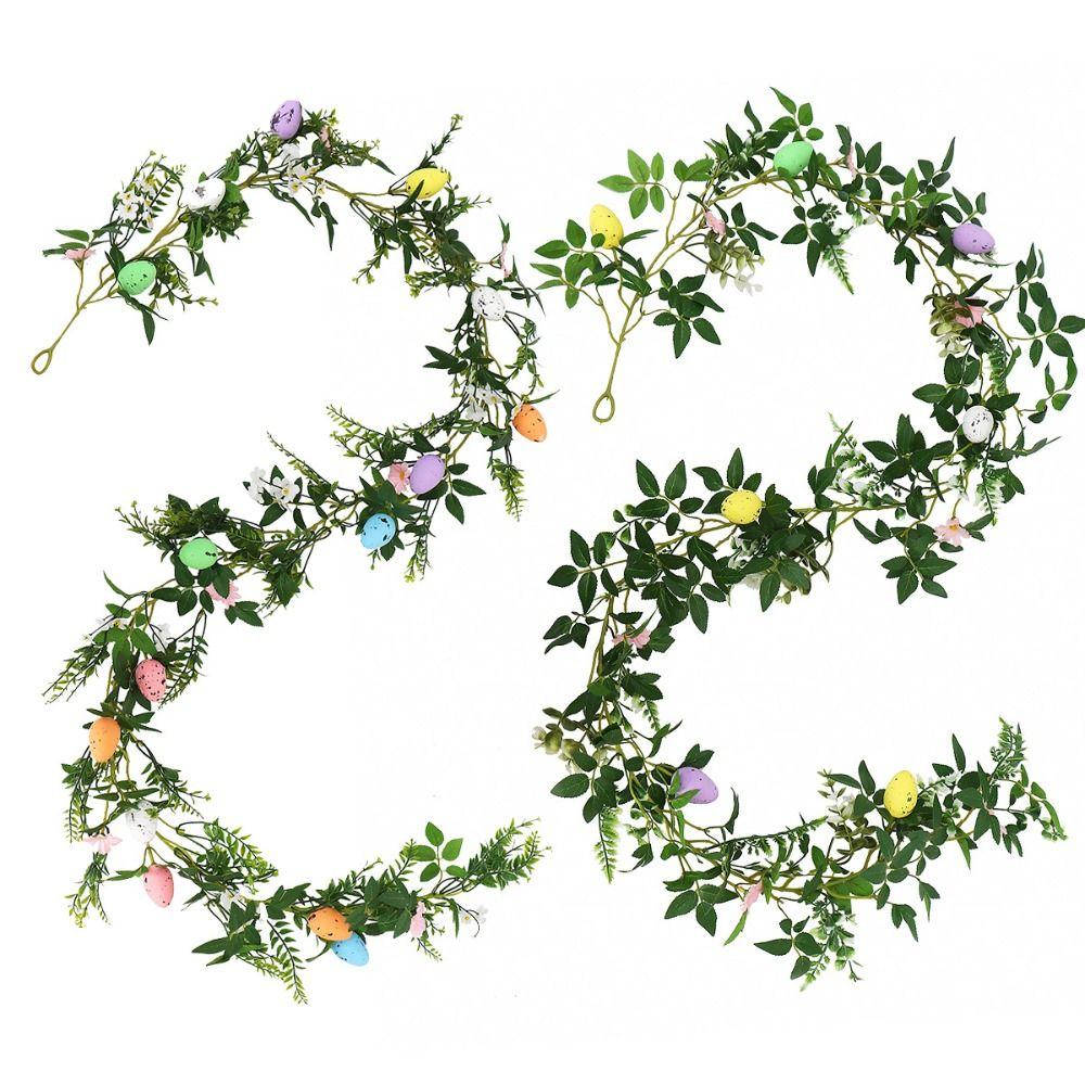 Green Plant Spring Eggs Garland Real Touch Simulation Eggs Pendants Front Door Porch