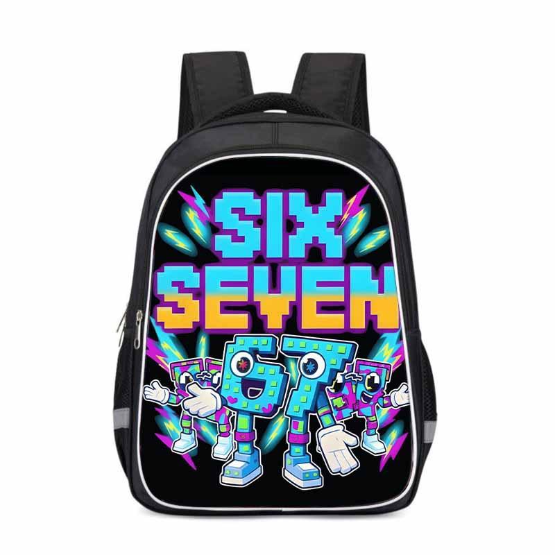 Kids Cartoon Print Backpack School - Lightweight Ergonomic Design With Reflective Stripes Oxford Fabric Grades 3-4