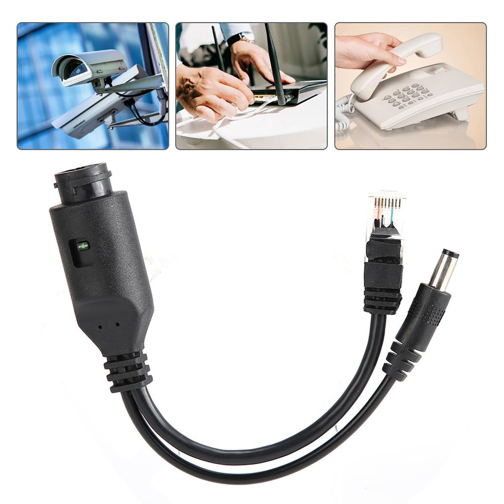 24V Waterproof IP Camera Power Over Ethernet Adapter POE Cable Splitter InjectorBlack