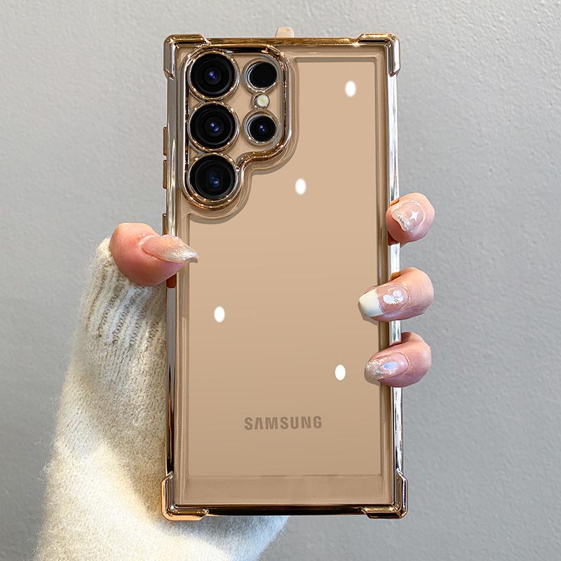Роскошный Прозрачный Покрытие Ударопрочный Чехол для Samsung Galaxy S24 S23 FE S22 S21 S20 Plus Note10 20 Ultra Жесткий Бронированный Чехол