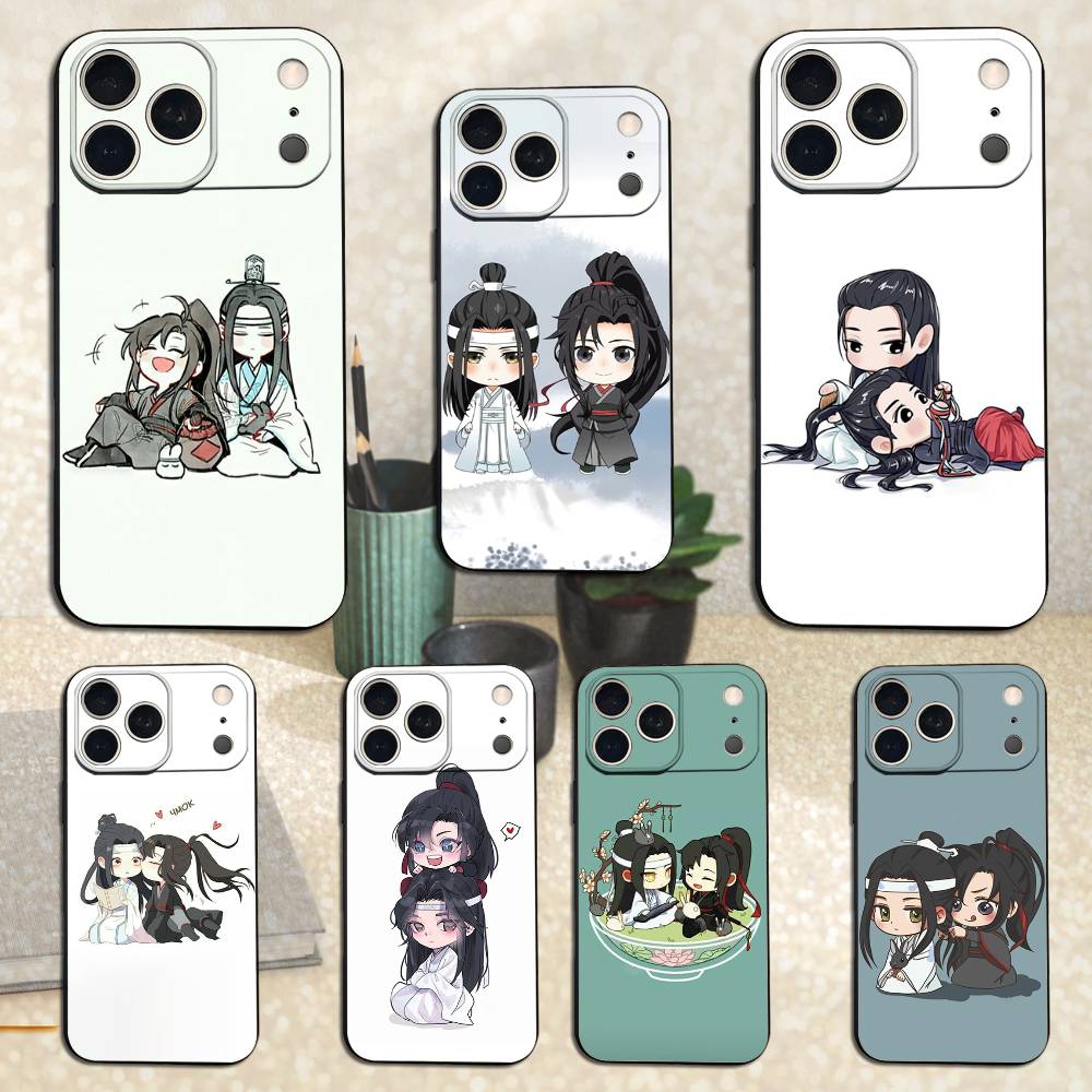 Мультяшный Мо Дао Цзу Ши Для iPhone 8,7,11,12,15,14,13,16,17,Plus,Pro Max,XS,X,XR,SE,Mini,Мягкий Силиконовый Черный Чехол
