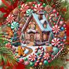 Wooden Christmas Sign with Gingerbread Men & Candy House Pattern - Navidad Round Sign for Front Door Wall Hanging Decor - Ideal Christmas Ornament