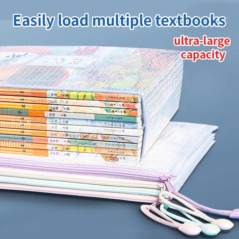 10PCS Zipper Mesh Bags A4/A5 Plastic Zipper Bags For Organizing Zipper Mesh Bags Waterproof Clear Travel Bags Office Supplies Document