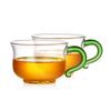 Pokaro Tea Термостойкие стеклянные чашки, кружки, кофейные чашки, стильный набор из 2 шт. объемом 130 мл, чайные чашки, термостойкие, для плиты, микроволновой печи и холодильника S