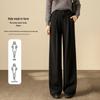 Women's Fleece-Lined Acetate Wool Blend Wide-Leg Trousers
