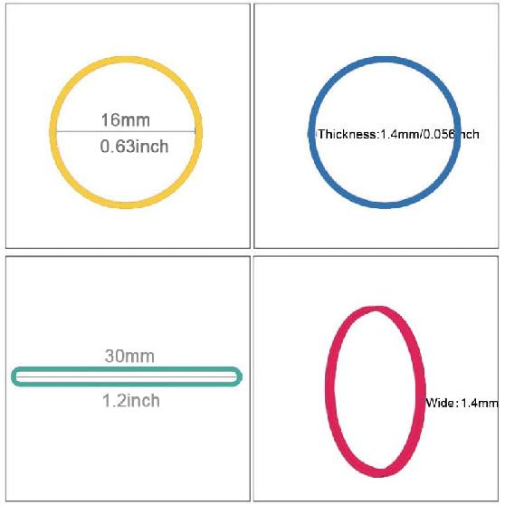 Rubber Bands Small Mini Elastic Band Yellow Blue Green Red 1300pcs Rubber Band 1.2inch Office Supplies Home ide Diameter 0.63in (Multicolour)