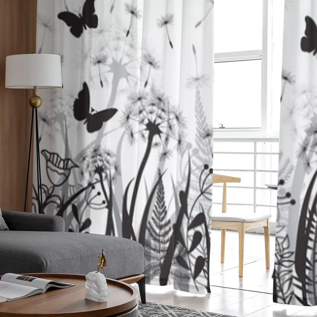 Цветочные бабочки прозрачные шторы для гостиной спальни тюлевые шторы кухонные оконные украшения панельные шторы