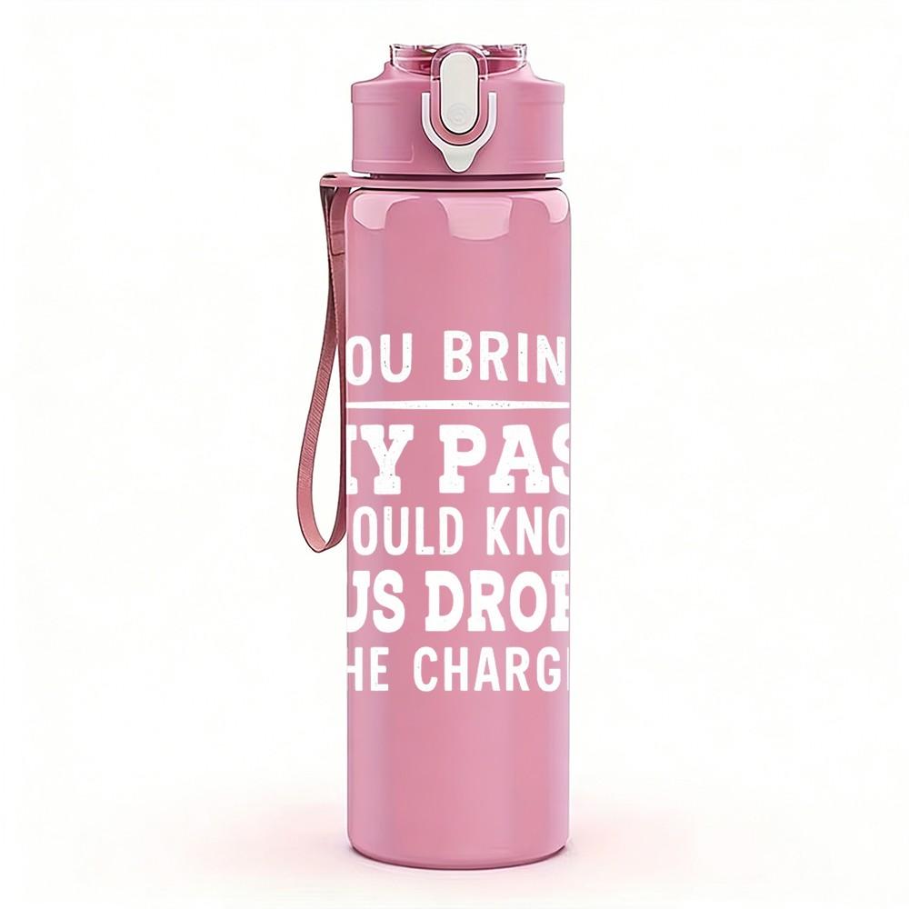 1PC In You Faint Religious Text Print 750ml Color Plastic Sports Water Bottle Leakproof Flip Straw Lid Suitable for Sports Office Home Use