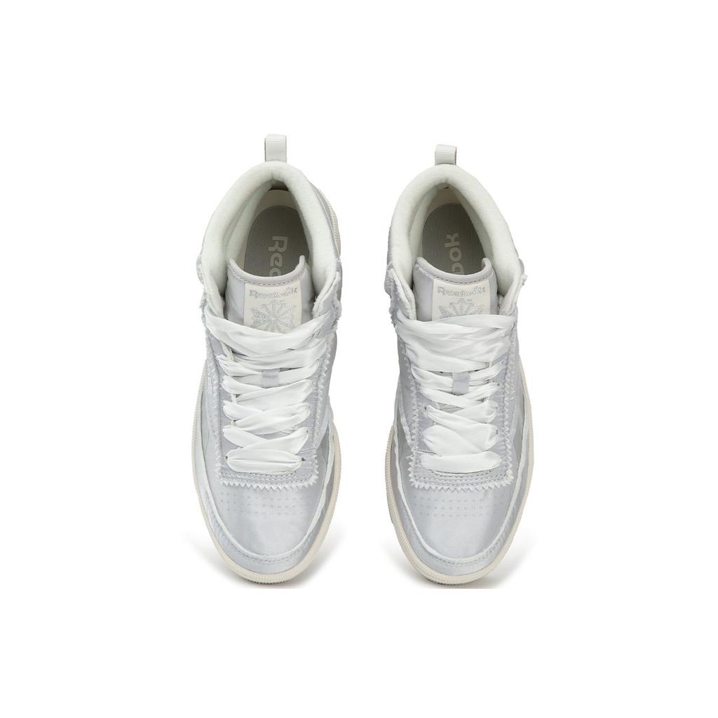 Reebok Club C 85 W+ Mid Классический Тренд Удобные Универсальные Жидкое Серебро Кроссовки Хайтопы Унисекс Кроссовки Серебристо-Серые 24FRC909U4GG8