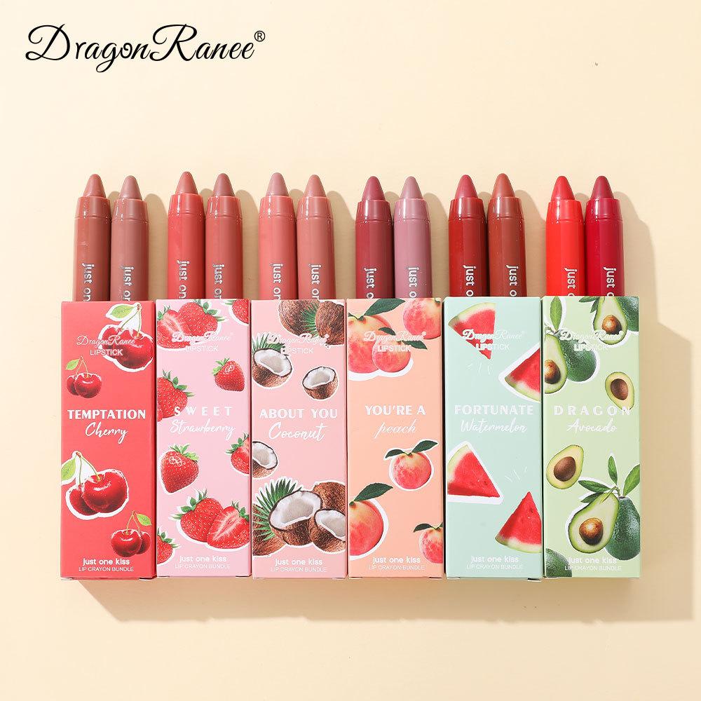 Moisturizing Lipstick Crayon Lipstick Pen Combination Lip Liner Lipstick Pen Solid Fruit Lip Gloss 2-pack Set