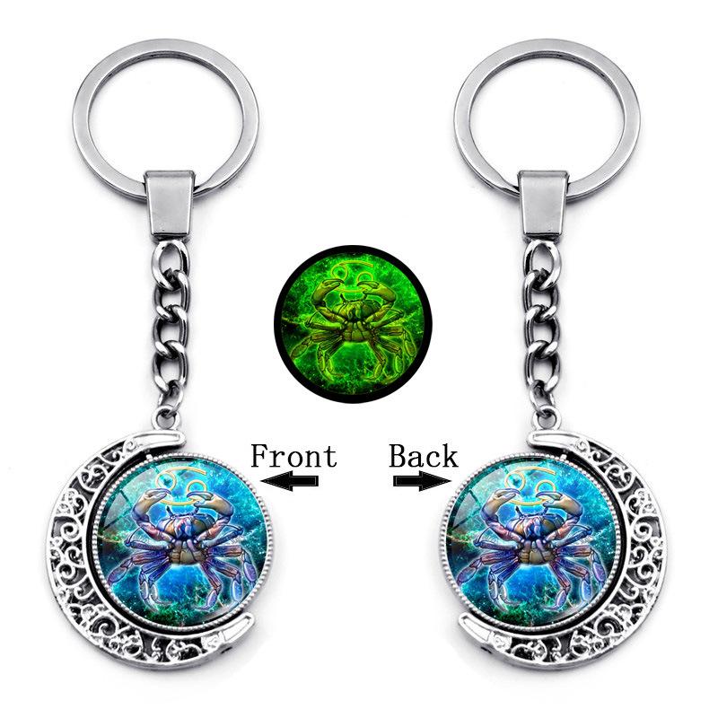 Светящийся Кулон-брелок с Двенадцатью Созвездиями, Вращающийся Кулон с Луной, Металлический Брелок, Подвесной Подарок