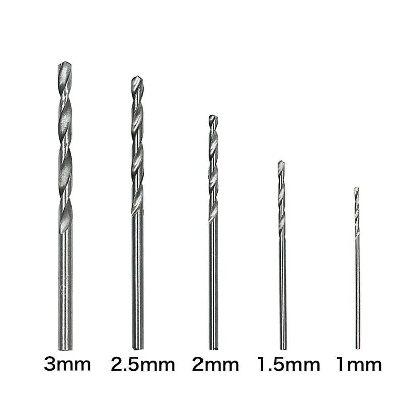 High Speed Steel 50pcs Natural Color Small Twist Drill 1-3mm White Straight Shank Drill Bit Electric Drill DIY Woodwork Tool Set