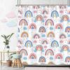Rainbow Shower Curtain Colourful Cute Bohemian Abstract Print Kids Shower Curtain Polyester Fabric Art Bathroom Decor With Hooks