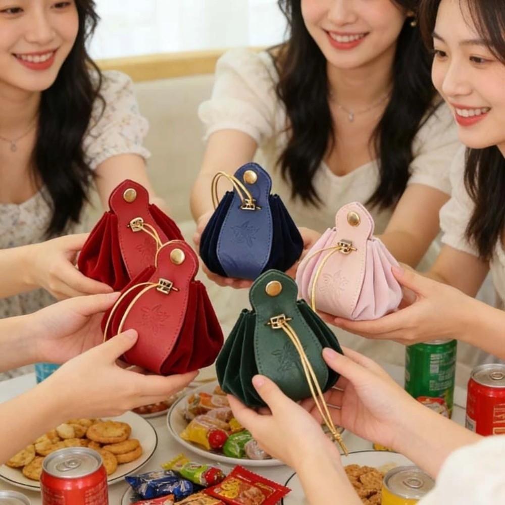 Leather Jewelry Storage Pouch Solid Color Party Favor Bag New Candy Packaging Bag Jewelry Storage