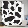 Black White Cow Print Shower Curtain Bathroom Decor, Modern Style Bathtub Liner with Rings for Home Bath (Large Size)