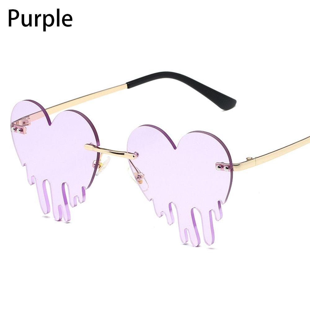 Fashion Colorful Ocean Luxury Heart Unique Women Tear Shape Rimless Sunglasses Sun Glasses