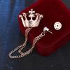 Crystal Men Brooch Pin Crown Fashion Collar Pins Suit Lapel Wedding Gift Jewelry Cross Chain
