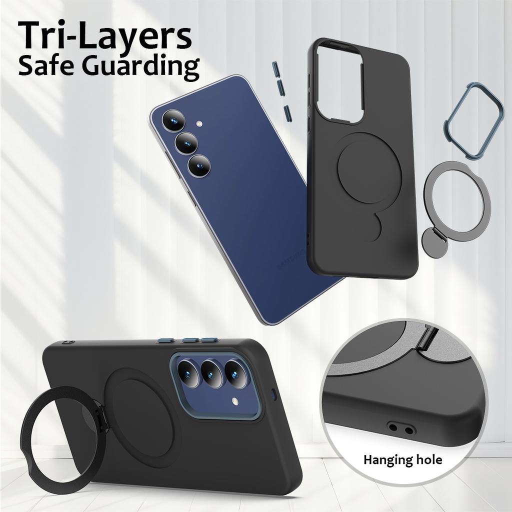 For Samsung Galaxy S26 Pro/Galaxy S26 Magnetic Case Rotating Ring Kickstand TPU + PC Back Cover