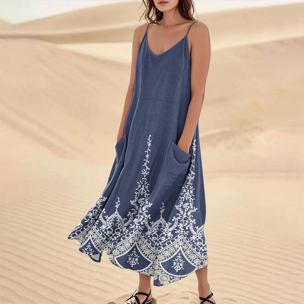 Женское летнее платье, повседневные свободные длинные пляжные платья для отдыха