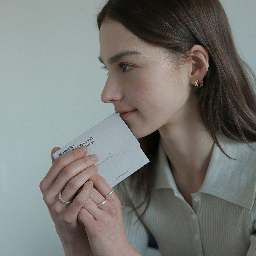 14K Gold-Filled Silver Angel Ring One-Touch Earrings