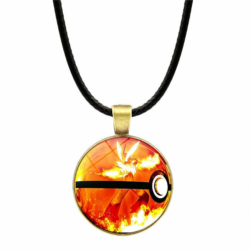 1Pc Pokemon Pikachu Pendant Leather Cord Necklace, Unisex Anime Sweater Chain