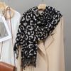 Новый ретро шарф с леопардовым принтом женский осенне-зимний имитация кашемира теплый универсальный шарф-шаль с бахромой атмосферный шарф