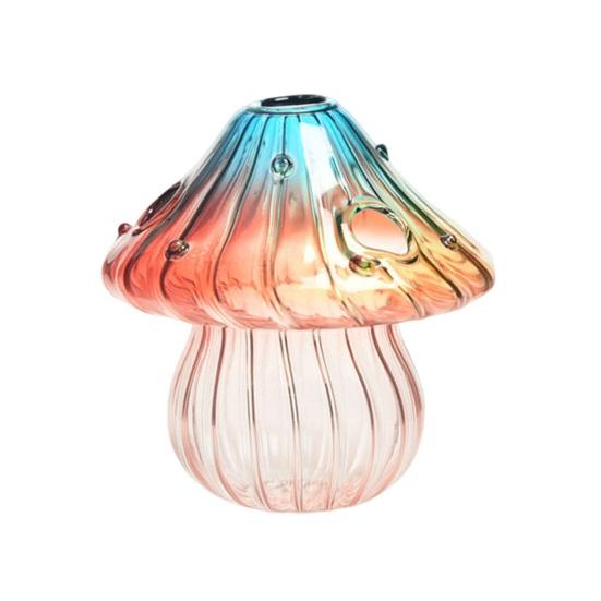 Мини ваза в форме гриба, цветная прозрачная стеклянная гидропонная ваза, ваза для демонстрации цветов и растений, украшение для дома