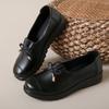 Mom Shoes Spring and Autumn Leather Shoes Soft Sole Soft Surface Non-slip Middle-aged and Elderly Women's Single Shoes Comfortable Work Elderly Black